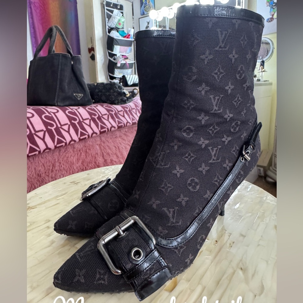 Louis Vuitton monogram denim ankle boots
